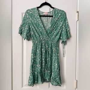 C+D+M // Floral Green Wrap Dress